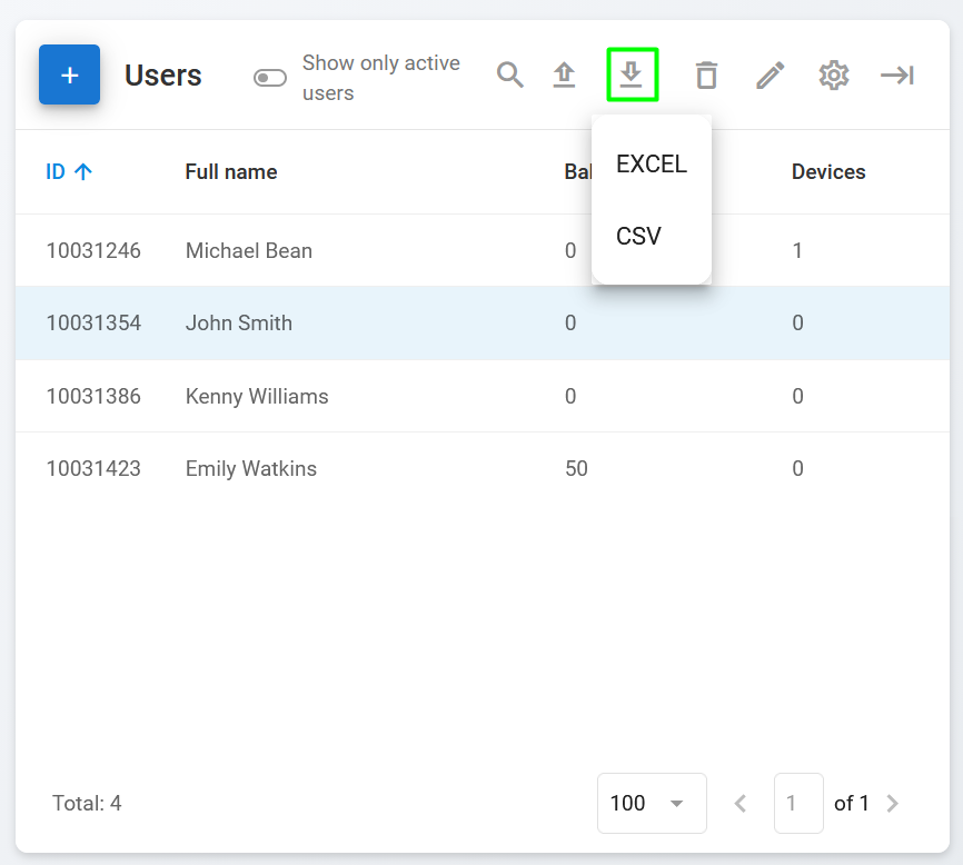 Downloading user data